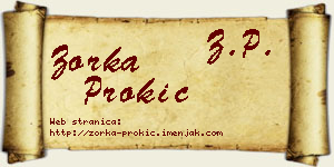 Zorka Prokić vizit kartica